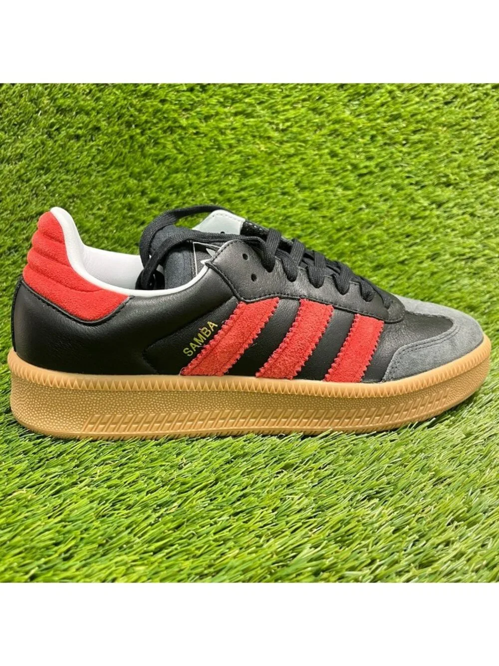 Adidas Samba XLG Mens Size 9 Black Red Gum Athletic Leather Shoes Sneakers